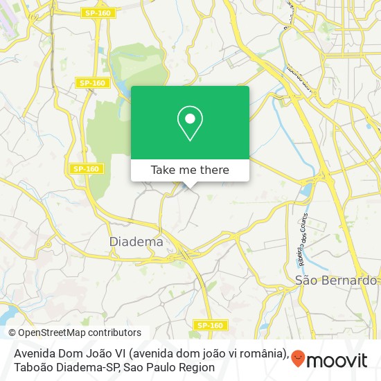 Mapa Avenida Dom João VI (avenida dom joão vi românia), Taboão Diadema-SP