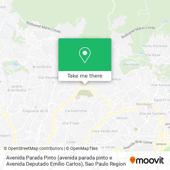 Mapa Avenida Parada Pinto (avenida parada pinto e Avenida Deputado Emílio Carlos)