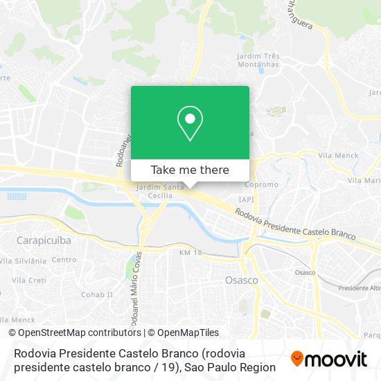 Mapa Rodovia Presidente Castelo Branco (rodovia presidente castelo branco / 19)