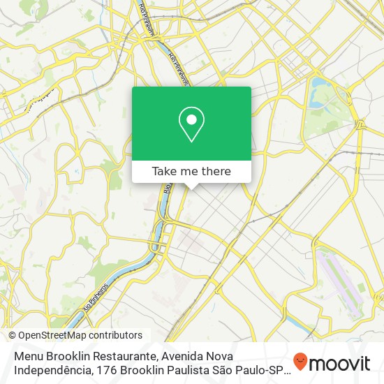 Mapa Menu Brooklin Restaurante, Avenida Nova Independência, 176 Brooklin Paulista São Paulo-SP 04570-000