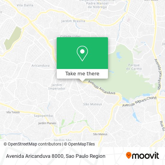 Avenida Aricanduva 8000 map