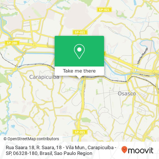 Rua Saara 18, R. Saara, 18 - Vila Mun., Carapicuíba - SP, 06328-180, Brasil map