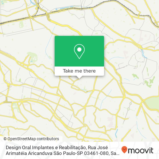 Mapa Design Oral Implantes e Reabilitação, Rua José Arimatéia Aricanduva São Paulo-SP 03461-080