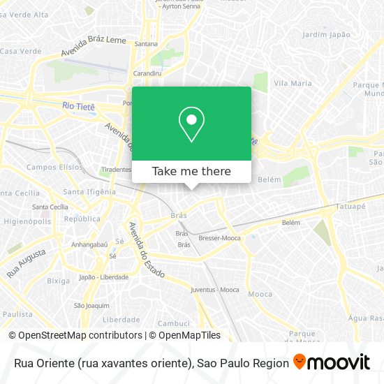 Rua Oriente (rua xavantes oriente) map