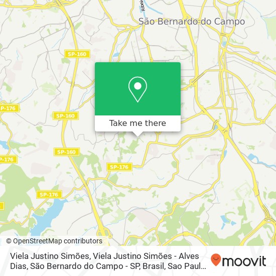 Mapa Viela Justino Simões, Viela Justino Simões - Alves Dias, São Bernardo do Campo - SP, Brasil