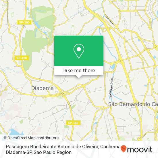 Passagem Bandeirante Antonio de Oliveira, Canhema Diadema-SP map