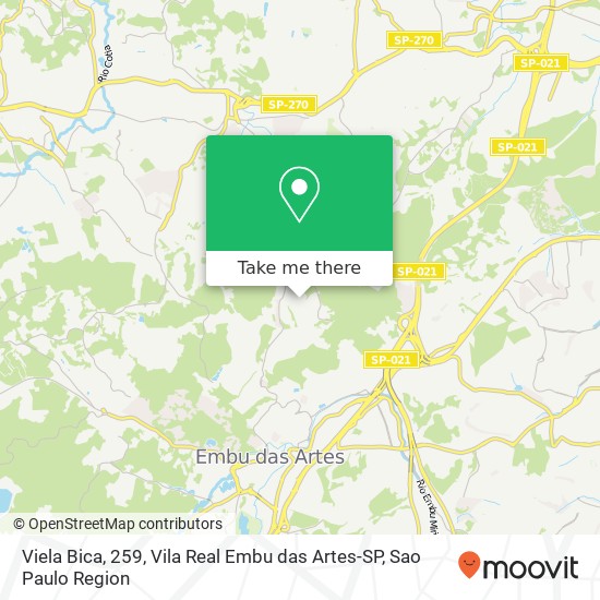 Mapa Viela Bica, 259, Vila Real Embu das Artes-SP