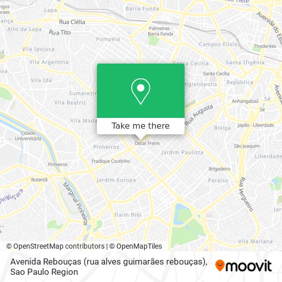 Avenida Rebouças (rua alves guimarães rebouças) map