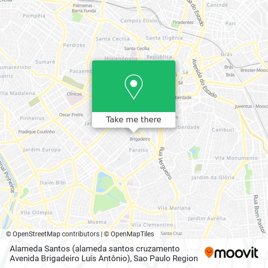 Mapa Alameda Santos (alameda santos cruzamento Avenida Brigadeiro Luís Antônio)
