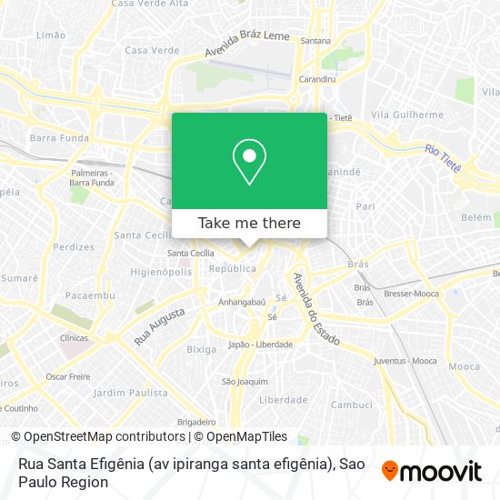 Rua Santa Efigênia (av ipiranga santa efigênia) map