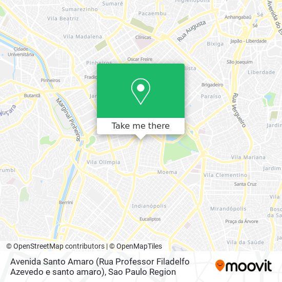 Mapa Avenida Santo Amaro (Rua Professor Filadelfo Azevedo e santo amaro)
