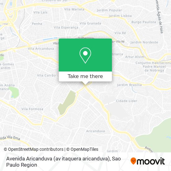 Mapa Avenida Aricanduva (av itaquera aricanduva)