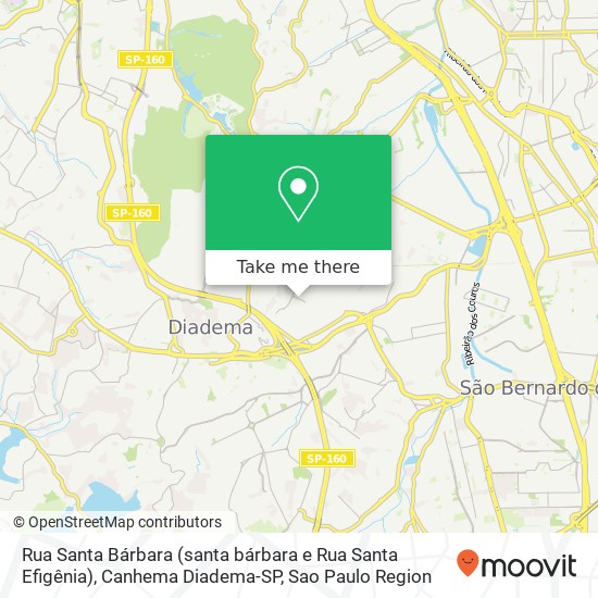 Mapa Rua Santa Bárbara (santa bárbara e Rua Santa Efigênia), Canhema Diadema-SP