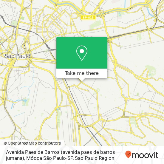 Avenida Paes de Barros (avenida paes de barros jumana), Móoca São Paulo-SP map