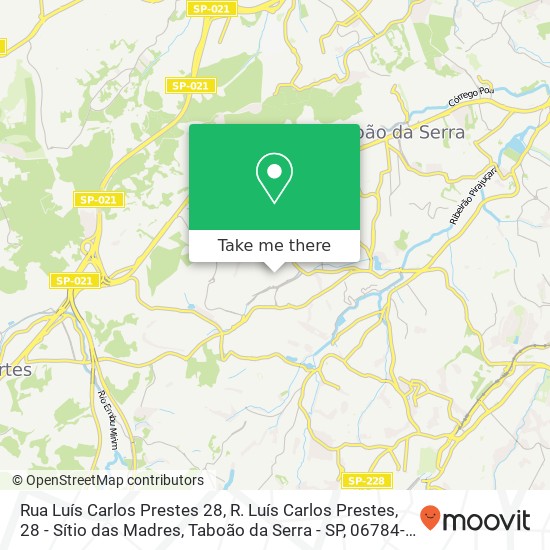 Mapa Rua Luís Carlos Prestes 28, R. Luís Carlos Prestes, 28 - Sítio das Madres, Taboão da Serra - SP, 06784-262, Brasil