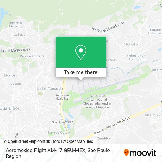 Mapa Aeromexico Flight AM-17 GRU-MEX