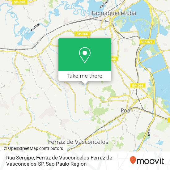 Mapa Rua Sergipe, Ferraz de Vasconcelos Ferraz de Vasconcelos-SP