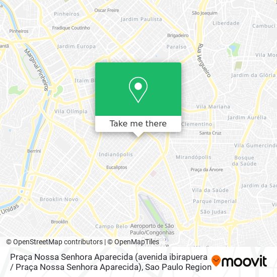 Mapa Praça Nossa Senhora Aparecida (avenida ibirapuera / Praça Nossa Senhora Aparecida)