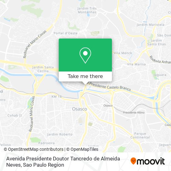 Mapa Avenida Presidente Doutor Tancredo de Almeida Neves