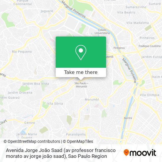 Avenida Jorge João Saad (av professor francisco morato av jorge joão saad) map