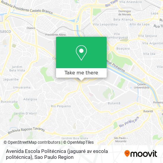 Avenida Escola Politécnica (jaguaré av escola politécnica) map