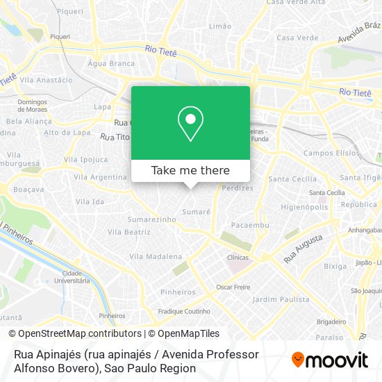 Mapa Rua Apinajés (rua apinajés / Avenida Professor Alfonso Bovero)