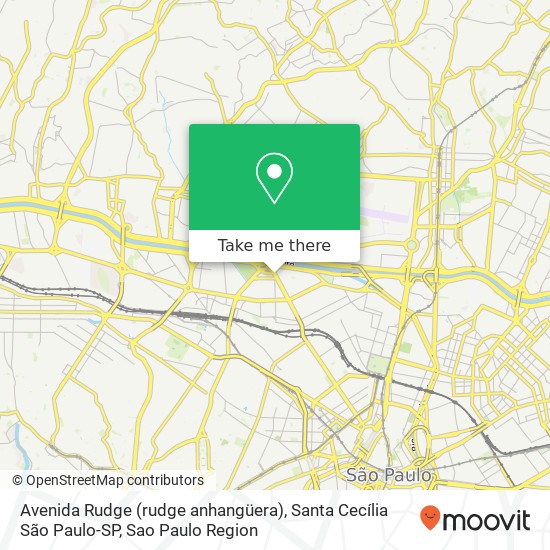 Mapa Avenida Rudge (rudge anhangüera), Santa Cecília São Paulo-SP