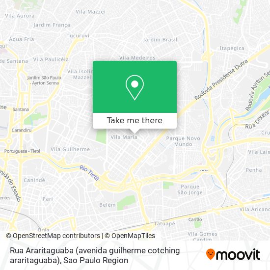 Rua Araritaguaba (avenida guilherme cotching araritaguaba) map