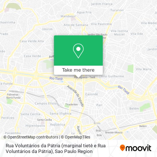 Mapa Rua Voluntários da Pátria (marginal tietê e Rua Voluntários da Pátria)