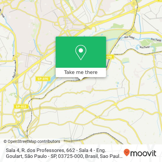 Mapa Sala 4, R. dos Professores, 662 - Sala 4 - Eng. Goulart, São Paulo - SP, 03725-000, Brasil
