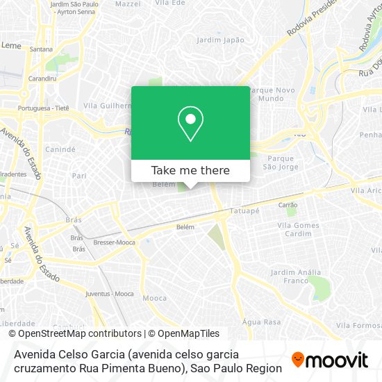 Avenida Celso Garcia (avenida celso garcia cruzamento Rua Pimenta Bueno) map