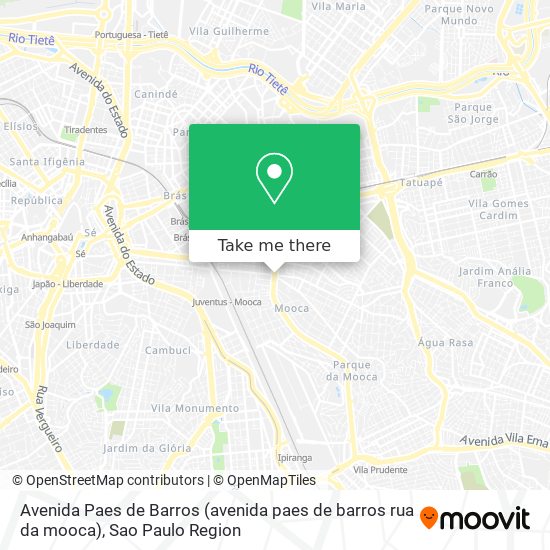 Avenida Paes de Barros (avenida paes de barros rua da mooca) map