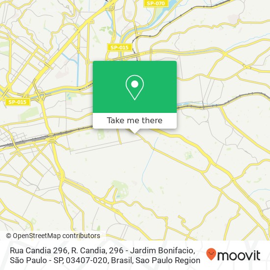 Mapa Rua Candia 296, R. Candia, 296 - Jardim Bonifacio, São Paulo - SP, 03407-020, Brasil