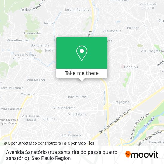 Mapa Avenida Sanatório (rua santa rita do passa quatro sanatório)