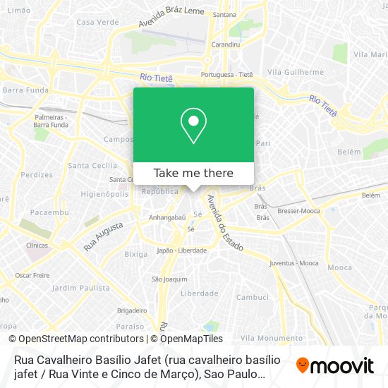 Mapa Rua Cavalheiro Basílio Jafet (rua cavalheiro basílio jafet / Rua Vinte e Cinco de Março)