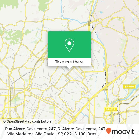 Mapa Rua Álvaro Cavalcante 247, R. Álvaro Cavalcante, 247 - Vila Medeiros, São Paulo - SP, 02218-100, Brasil