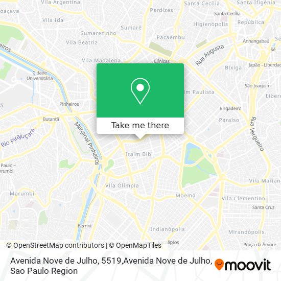 Mapa Avenida Nove de Julho, 5519,Avenida Nove de Julho