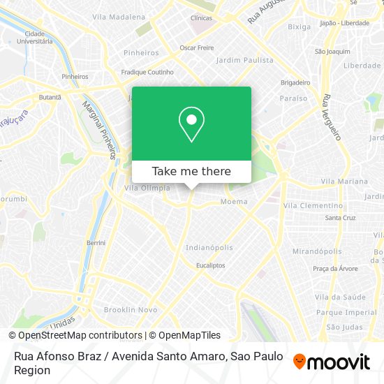 Mapa Rua Afonso Braz / Avenida Santo Amaro