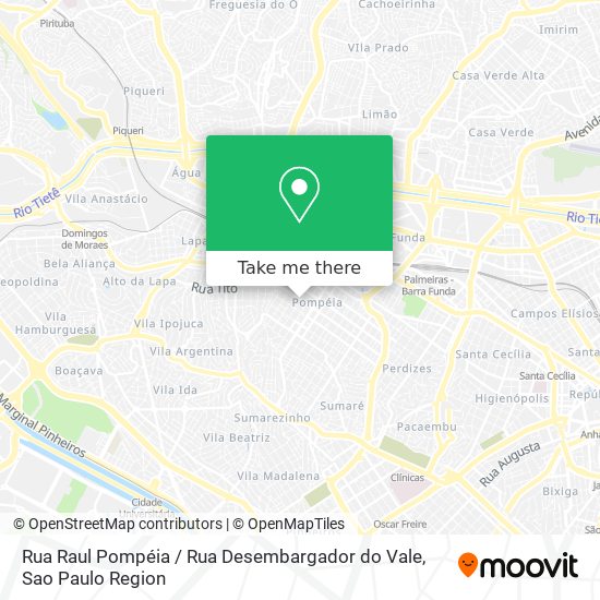 Mapa Rua Raul Pompéia / Rua Desembargador do Vale