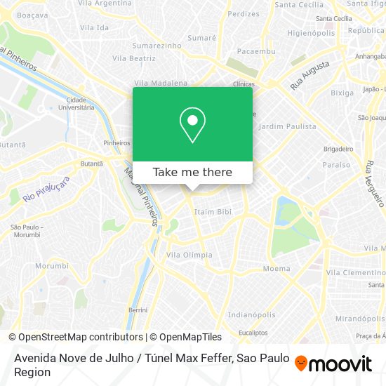 Avenida Nove de Julho / Túnel Max Feffer map