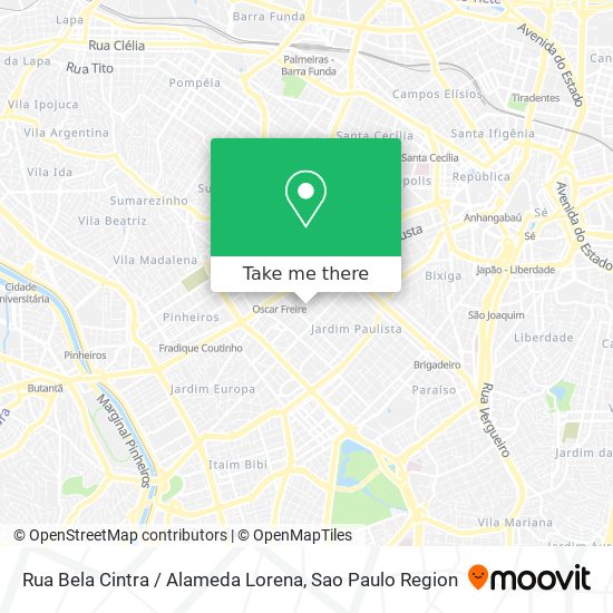Mapa Rua Bela Cintra / Alameda Lorena