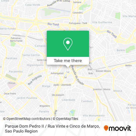 Mapa Parque Dom Pedro II / Rua Vinte e Cinco de Março