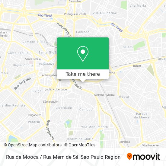 Mapa Rua da Mooca / Rua Mem de Sá