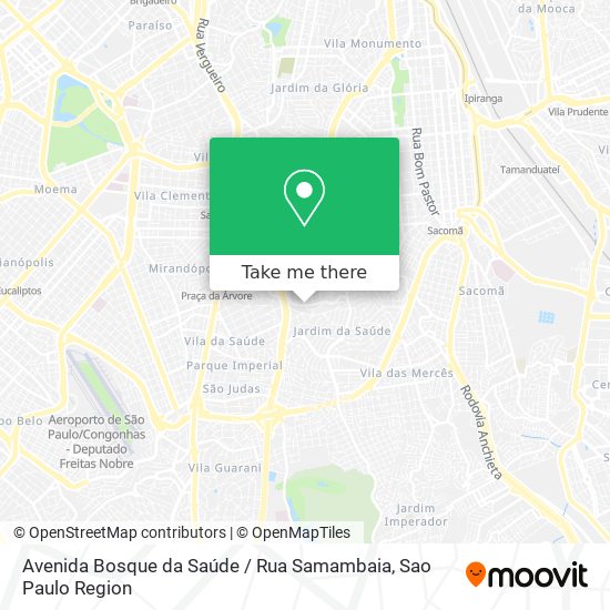 Mapa Avenida Bosque da Saúde / Rua Samambaia