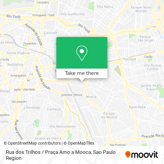 Mapa Rua dos Trilhos / Praça Amo a Mooca