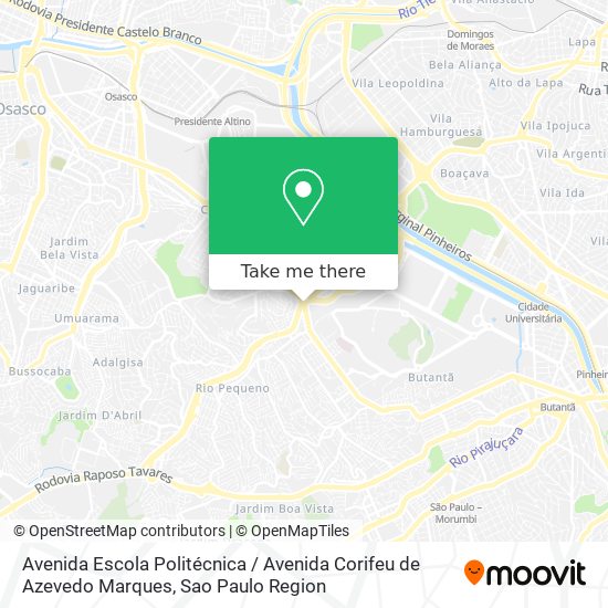 Avenida Escola Politécnica / Avenida Corifeu de Azevedo Marques map