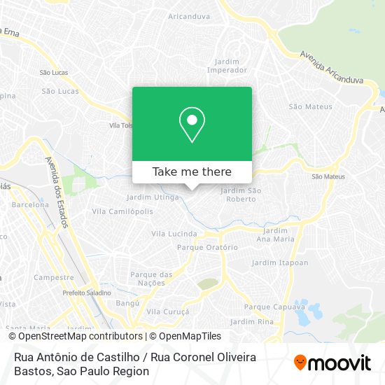 Mapa Rua Antônio de Castilho / Rua Coronel Oliveira Bastos