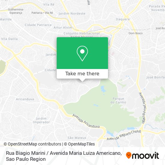 Mapa Rua Biagio Marini / Avenida Maria Luiza Americano