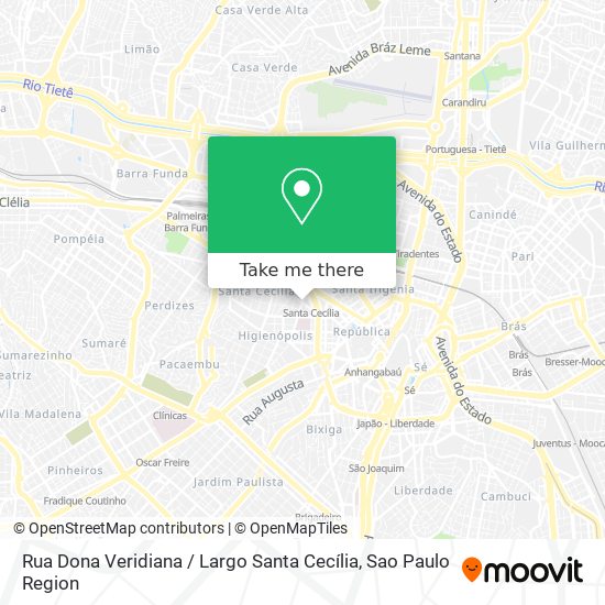 Mapa Rua Dona Veridiana / Largo Santa Cecília