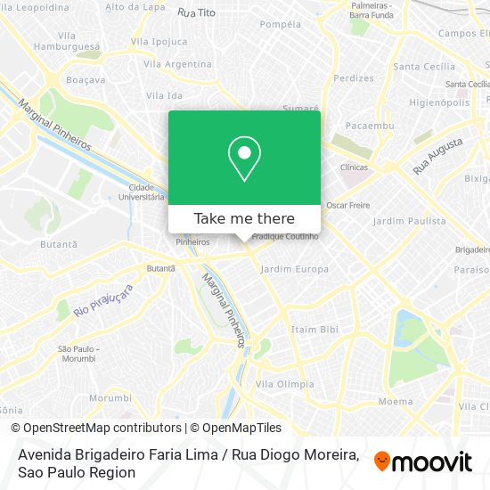 Mapa Avenida Brigadeiro Faria Lima / Rua Diogo Moreira